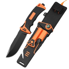 Outdoor High Hardness Straight Knife Outdoor Knife Tactical Knife Self-defense Knife (Option: Orange-25mm)